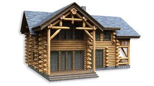 3d wooden house model