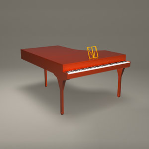 3d model piano red musical