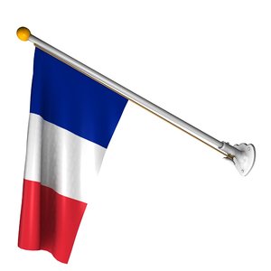 french flag pole 3d model