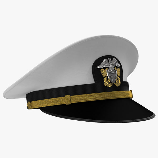 navy officer white hat 3d model