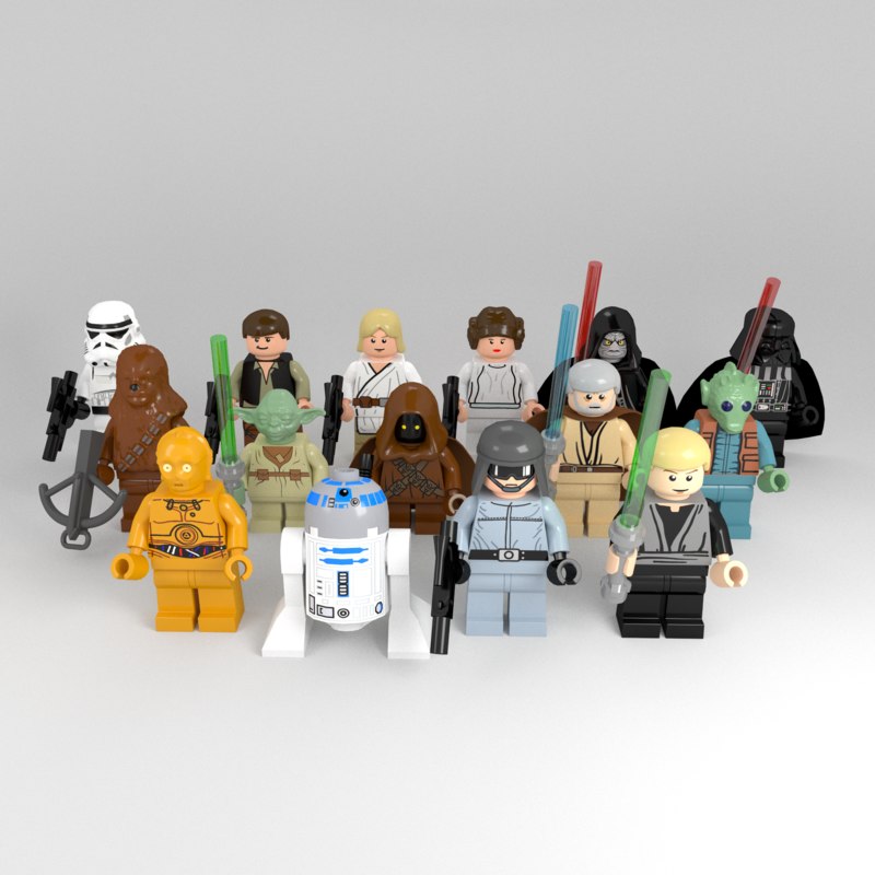 rigged lego star wars 3d model