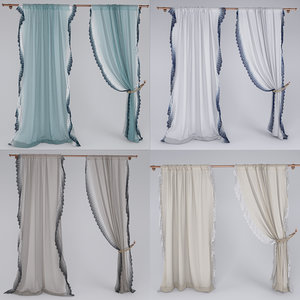 linen lace curtain 3d max