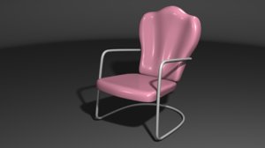 retro metal lawn chair 3d model