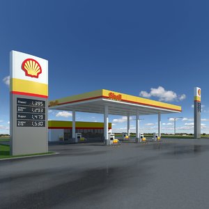 shell gas station 3d model
