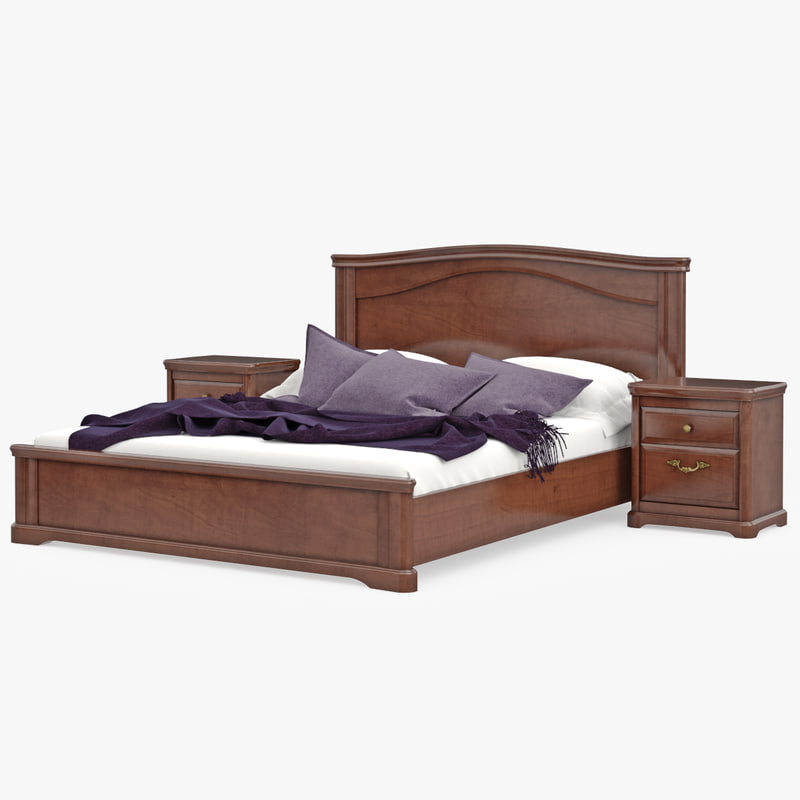 3d model furniture  wooden classic bed