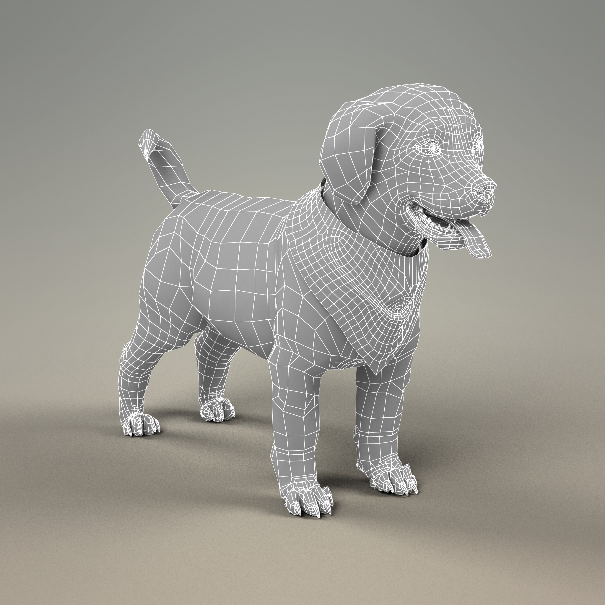 猎犬小狗与毛皮3d模型