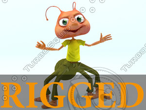 - cartoon ant rigged character 3d model