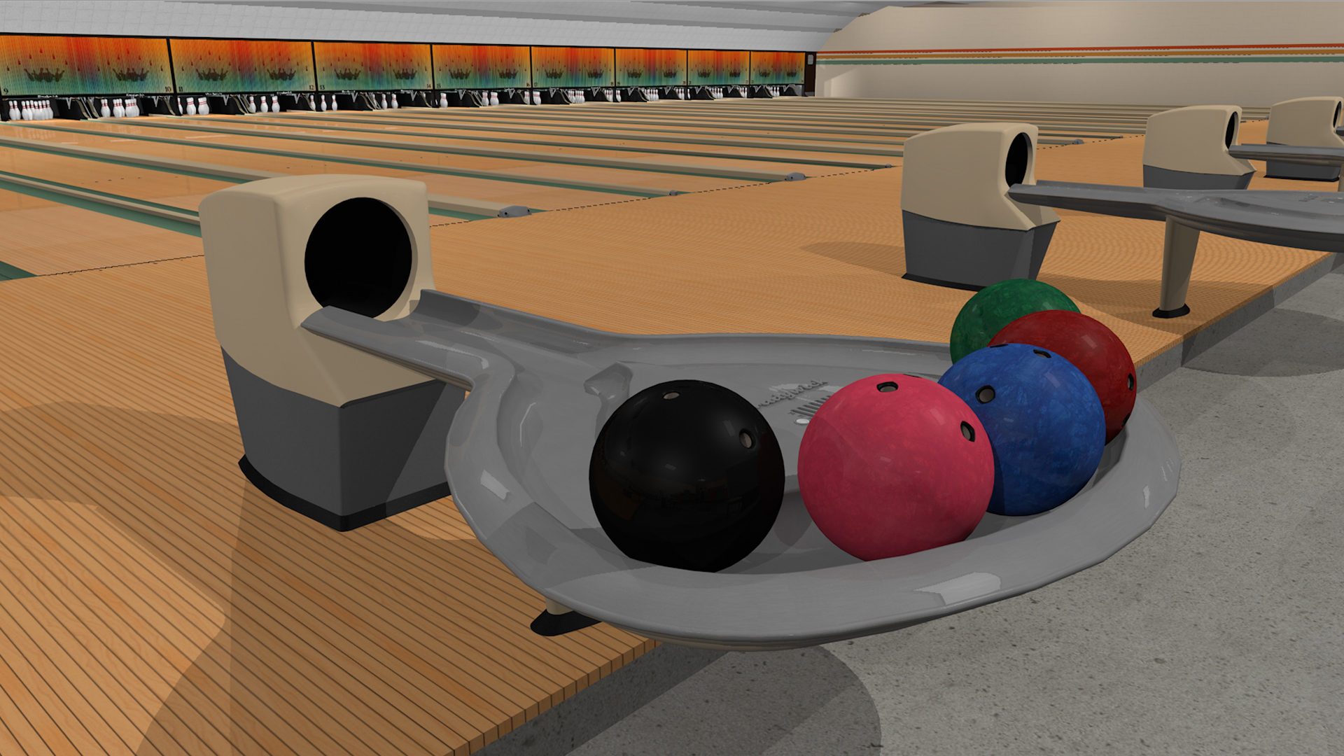 3d model pinsetters restaurant bowling alley