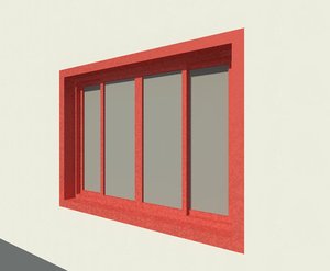3d double glass sliding window model