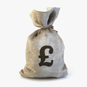 3d model of money bag pound