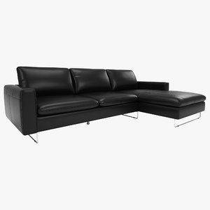 black leather sofa 3d model