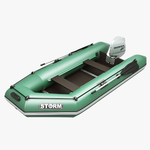 inflatable engine boat green 3d max
