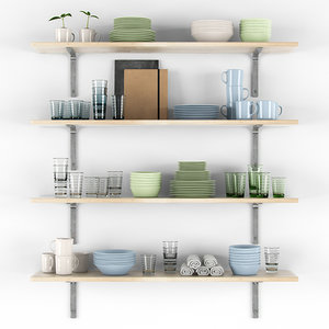 3ds max decorative shelves dishes