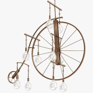 obj large brass bicycle chandelier