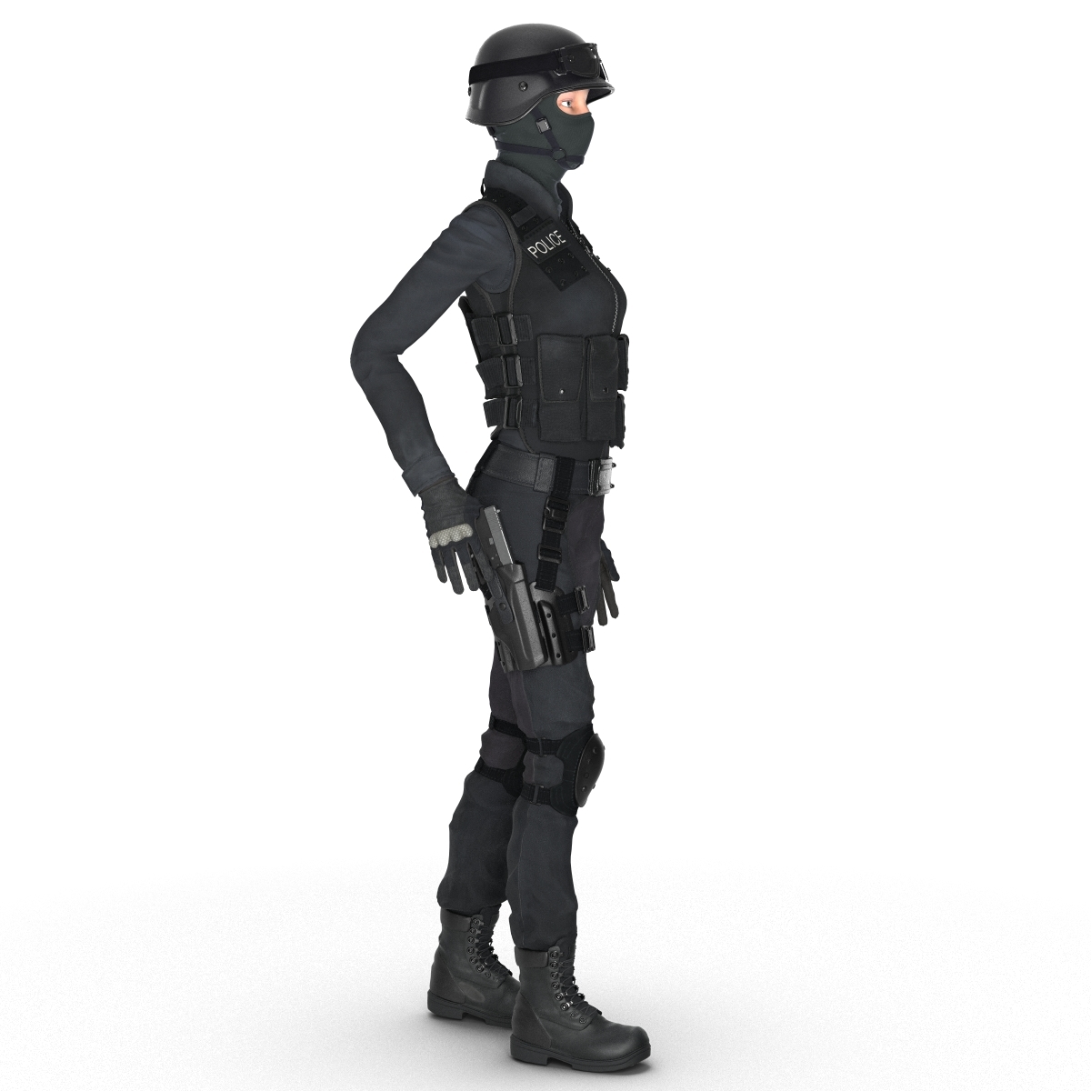 swat woman european rigged 3d model