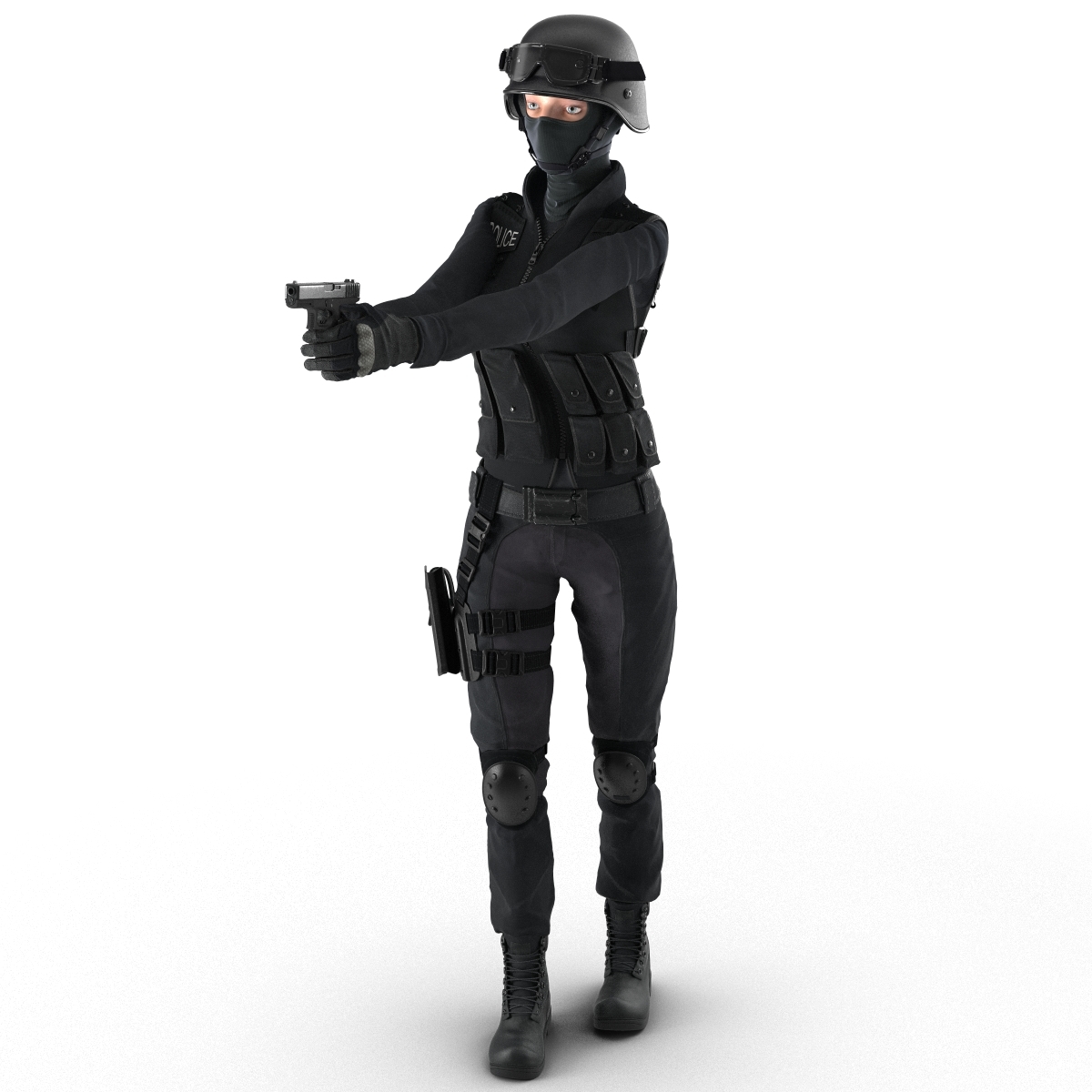 swat woman european rigged 3d model