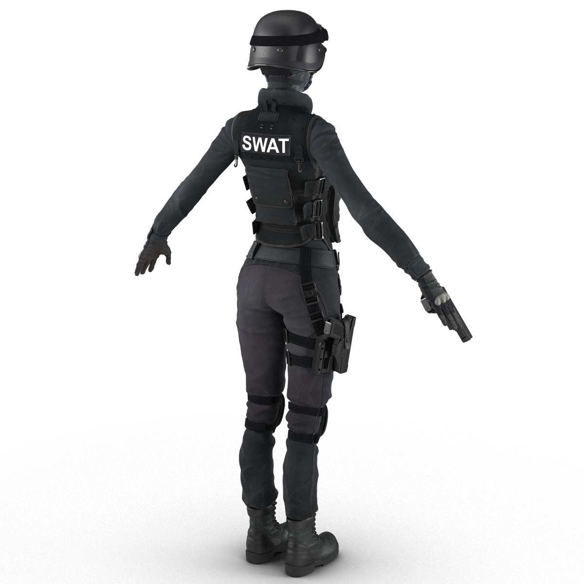 swat woman european rigged 3d model