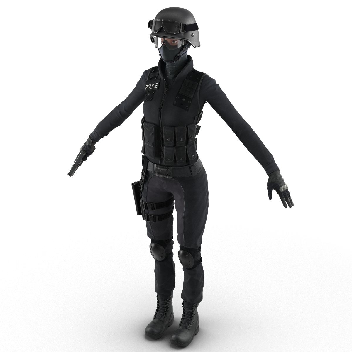 swat woman european rigged 3d model