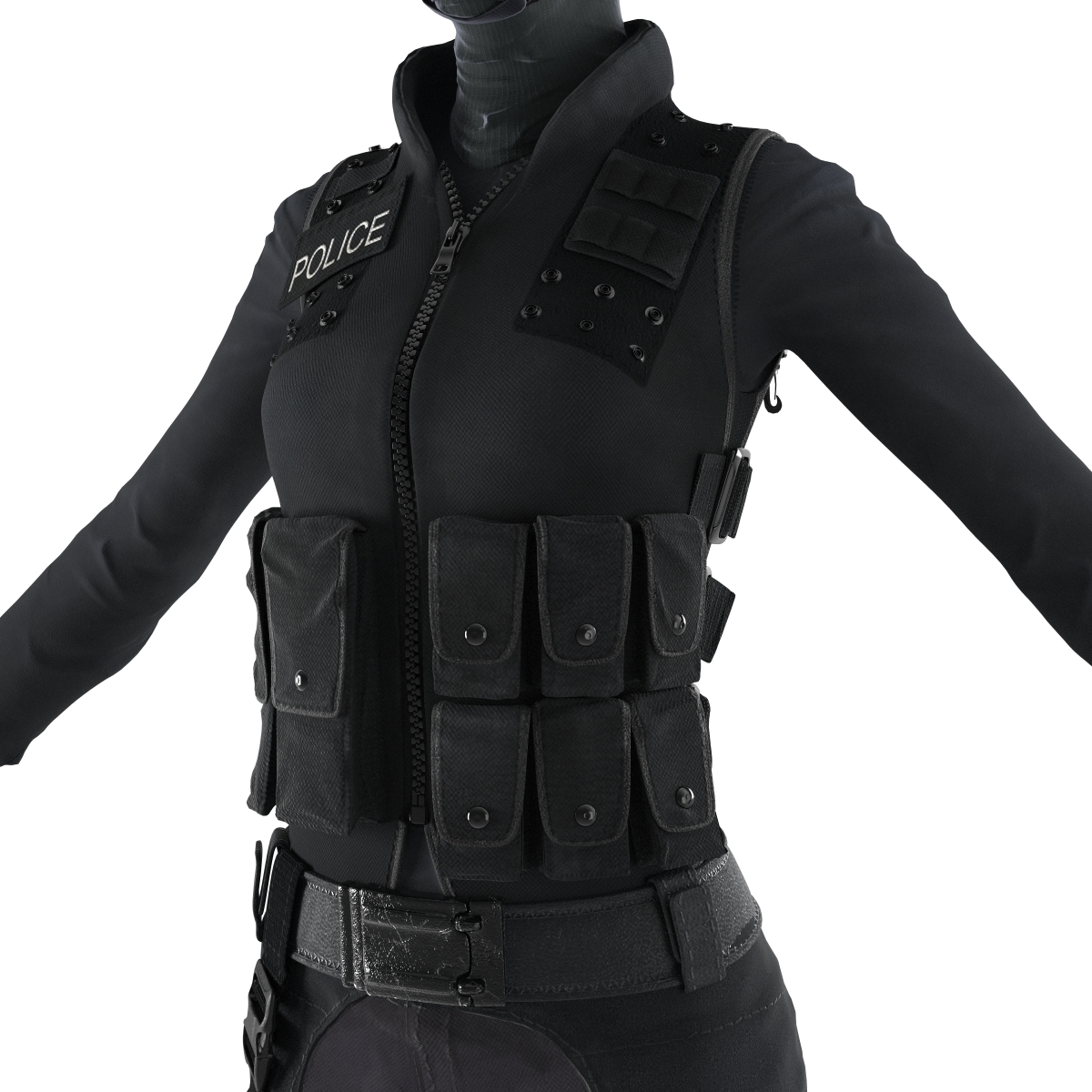 swat woman european rigged 3d model