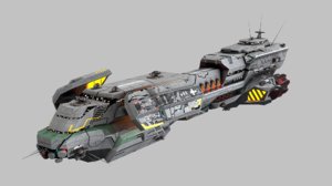 scifi space cruiser 3d model