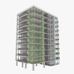 3d apartment tower building interior model