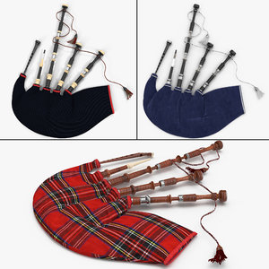 3d bagpipes modeled blue