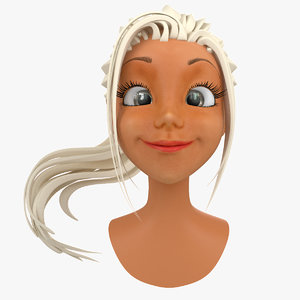 cartoon female head face 3d model