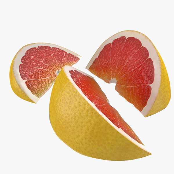 3d model of grapefruit slice set modeled