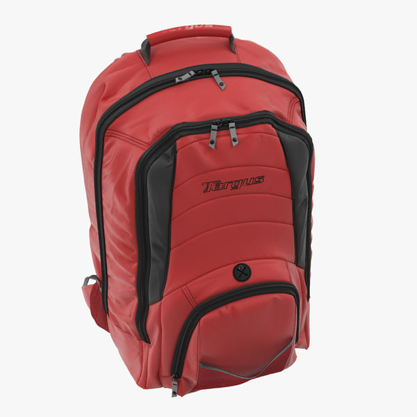 3d max backpack red modeled