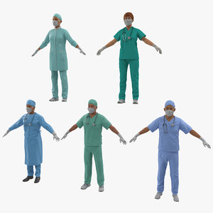 3d model rigged doctors male surgeon