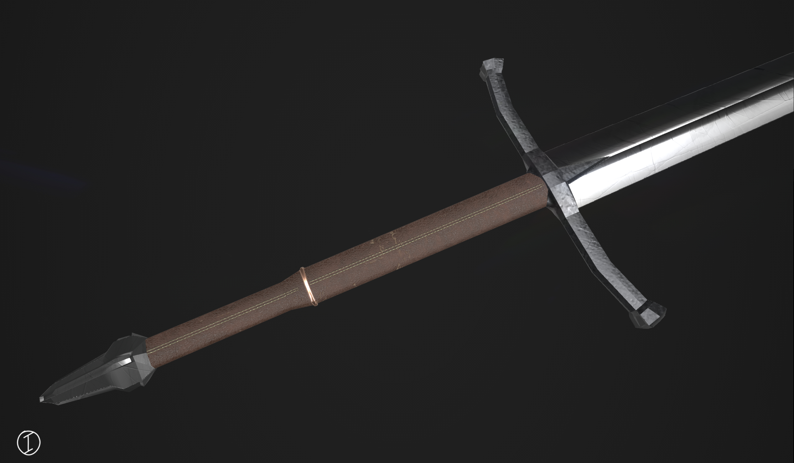 medieval bastard sword 3d obj