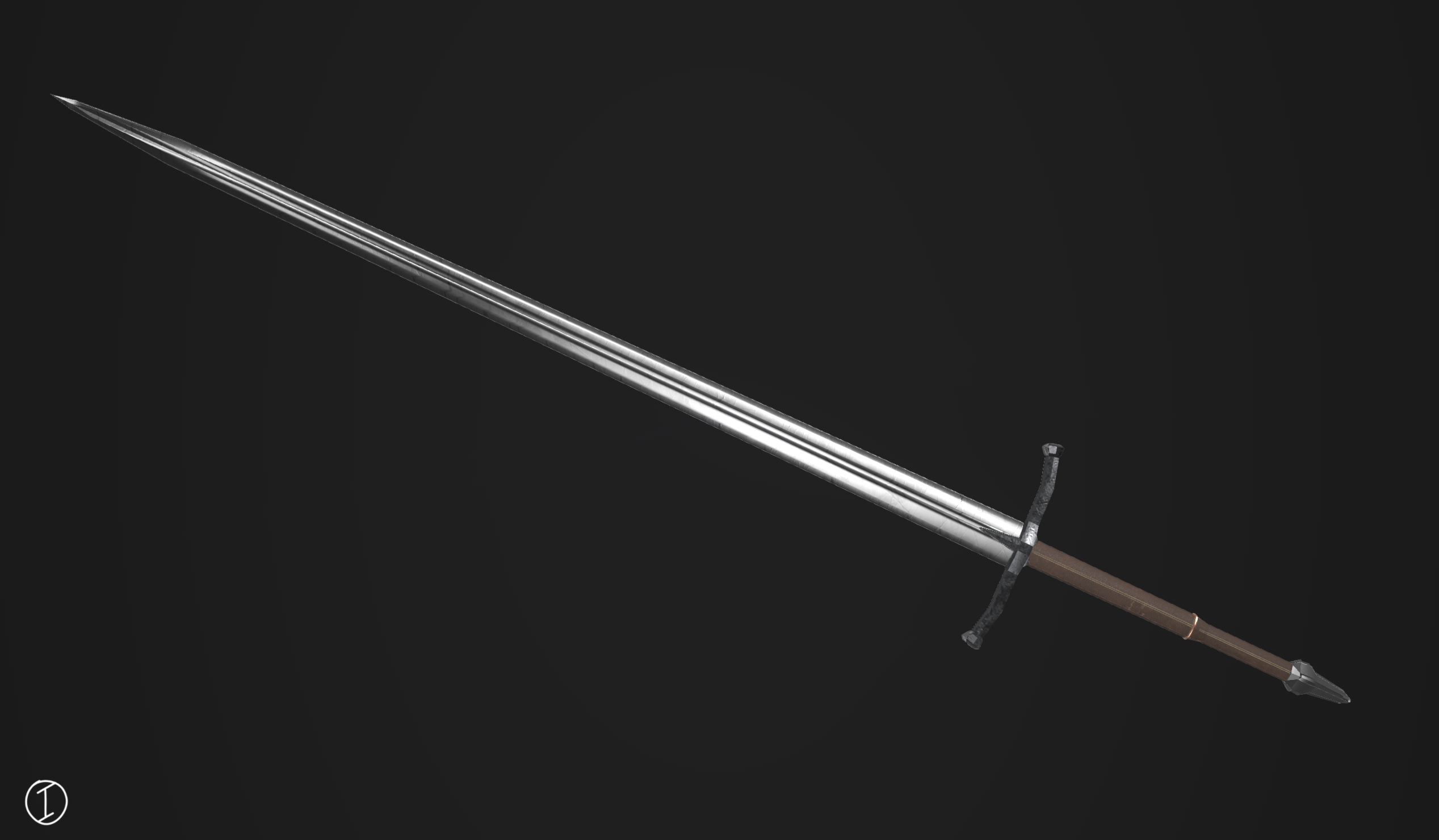 medieval bastard sword 3d obj