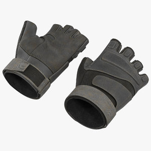 soldier gloves 2 black 3d model