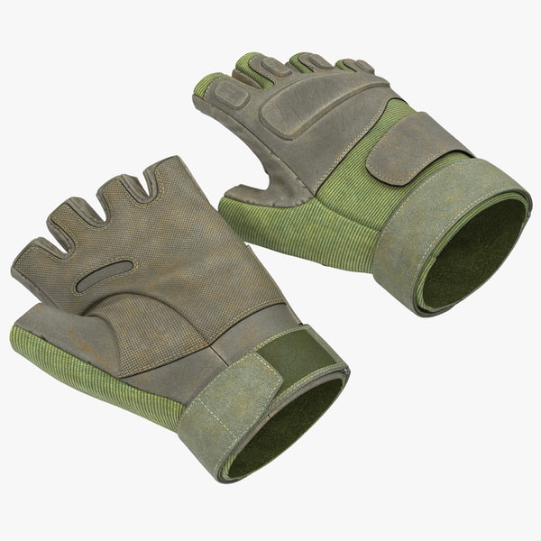 soldier gloves 2 green 3d 3ds