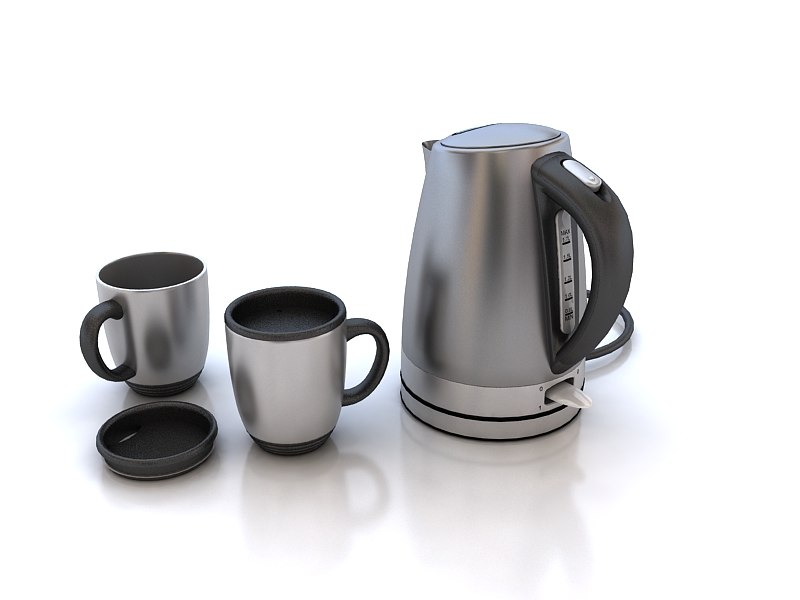 3d electric kettle mugs model