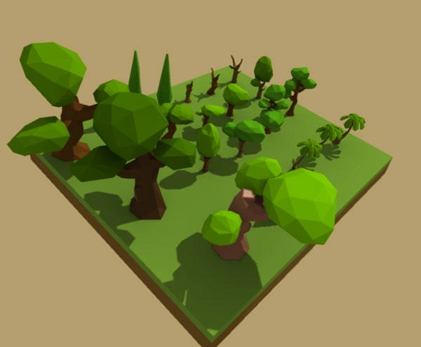 3d model cartoon trees landscapes