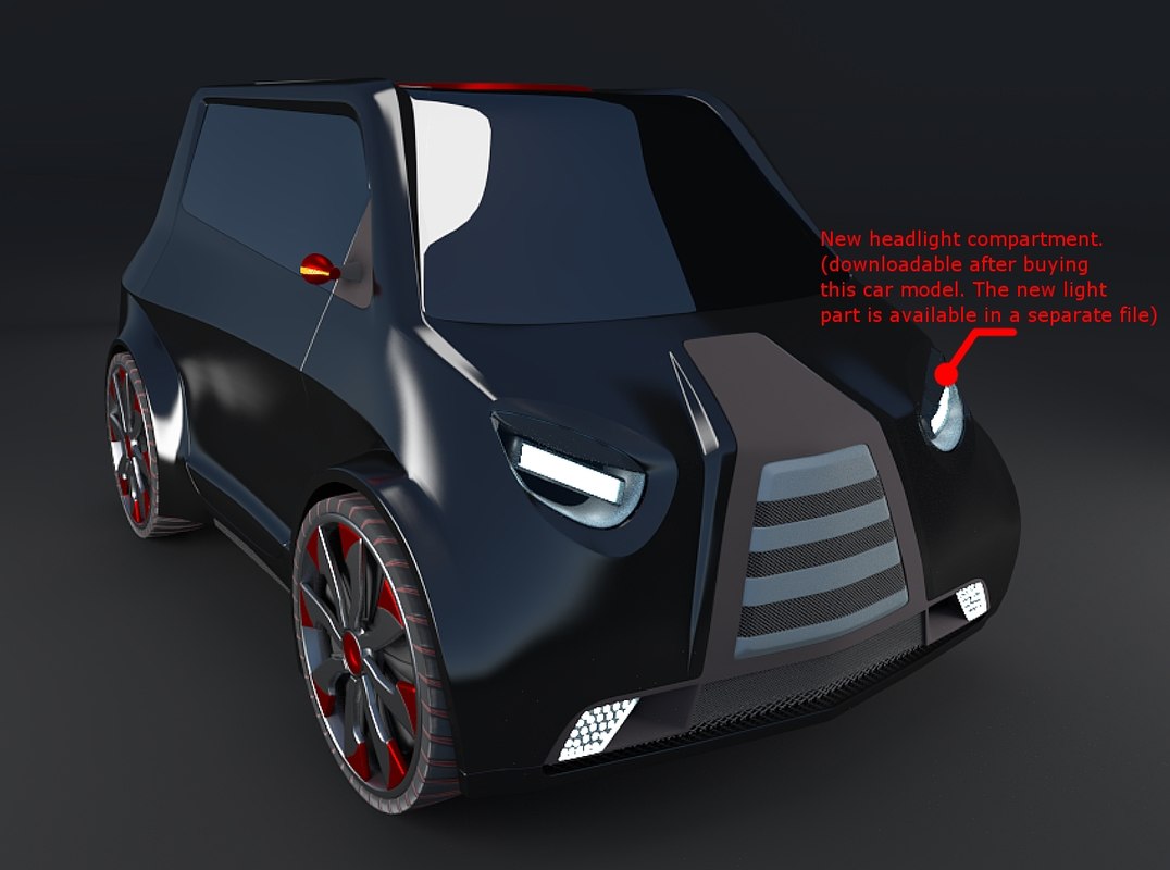 3d model compact electric concept car