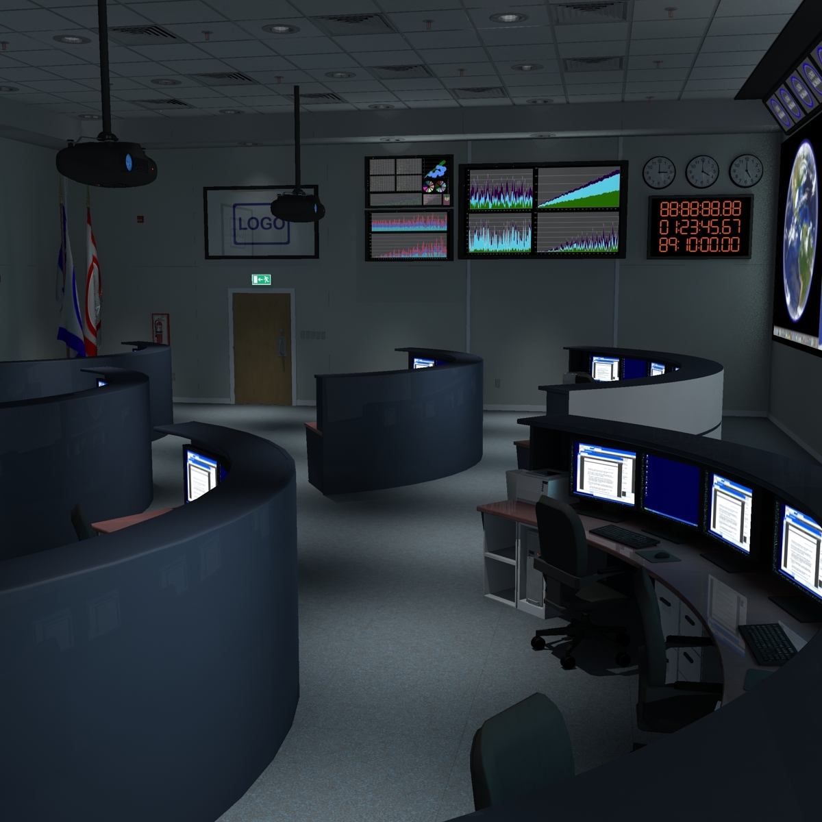 3d command center office room model