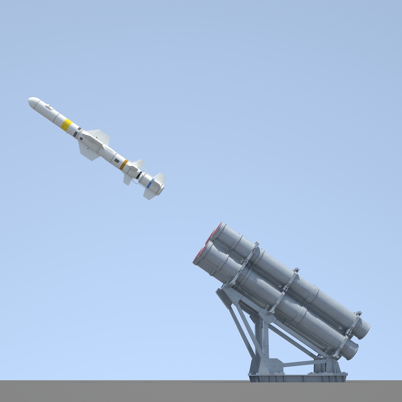 rgm-84 harpoon mk-141 guided missile 3d max