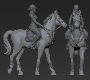 statuette horse jockey 3d model