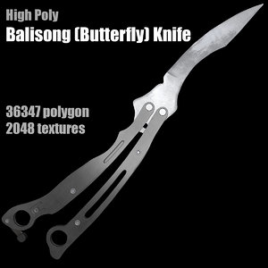 3d balisong butterfly knife model