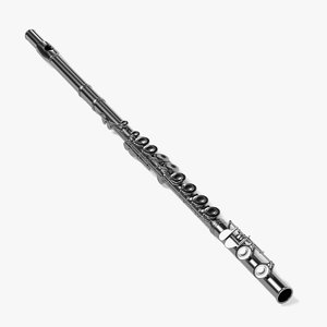 silver flute 3d model