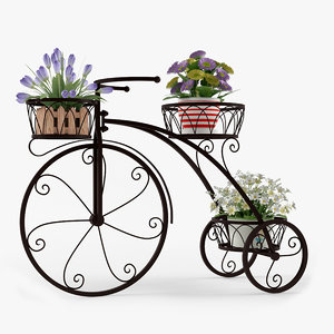 bicycle outdoor plant stand 3d model