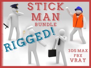 rigged stickman man 3d 3ds