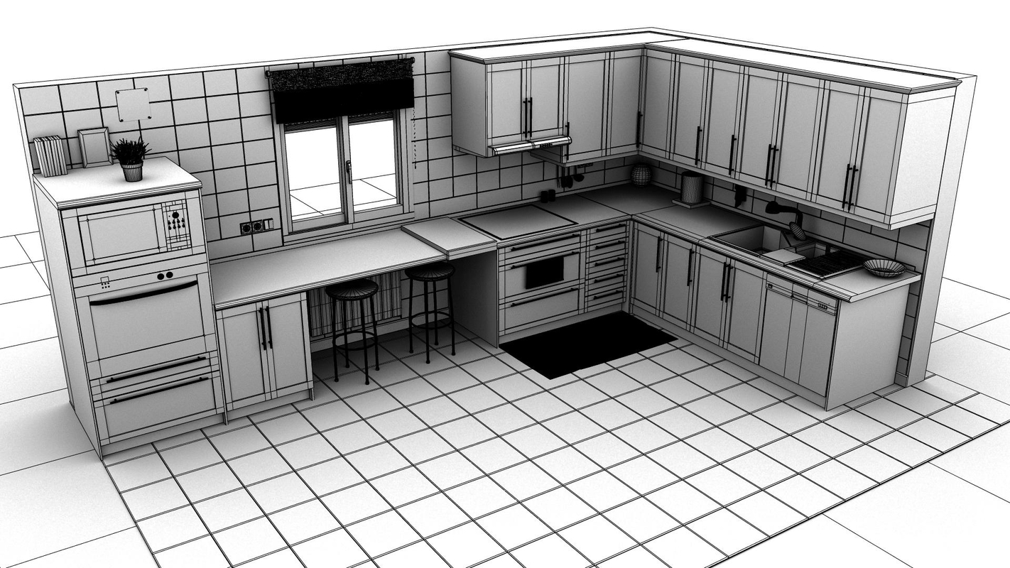 Моделирование кухонной мебели в 3ds max