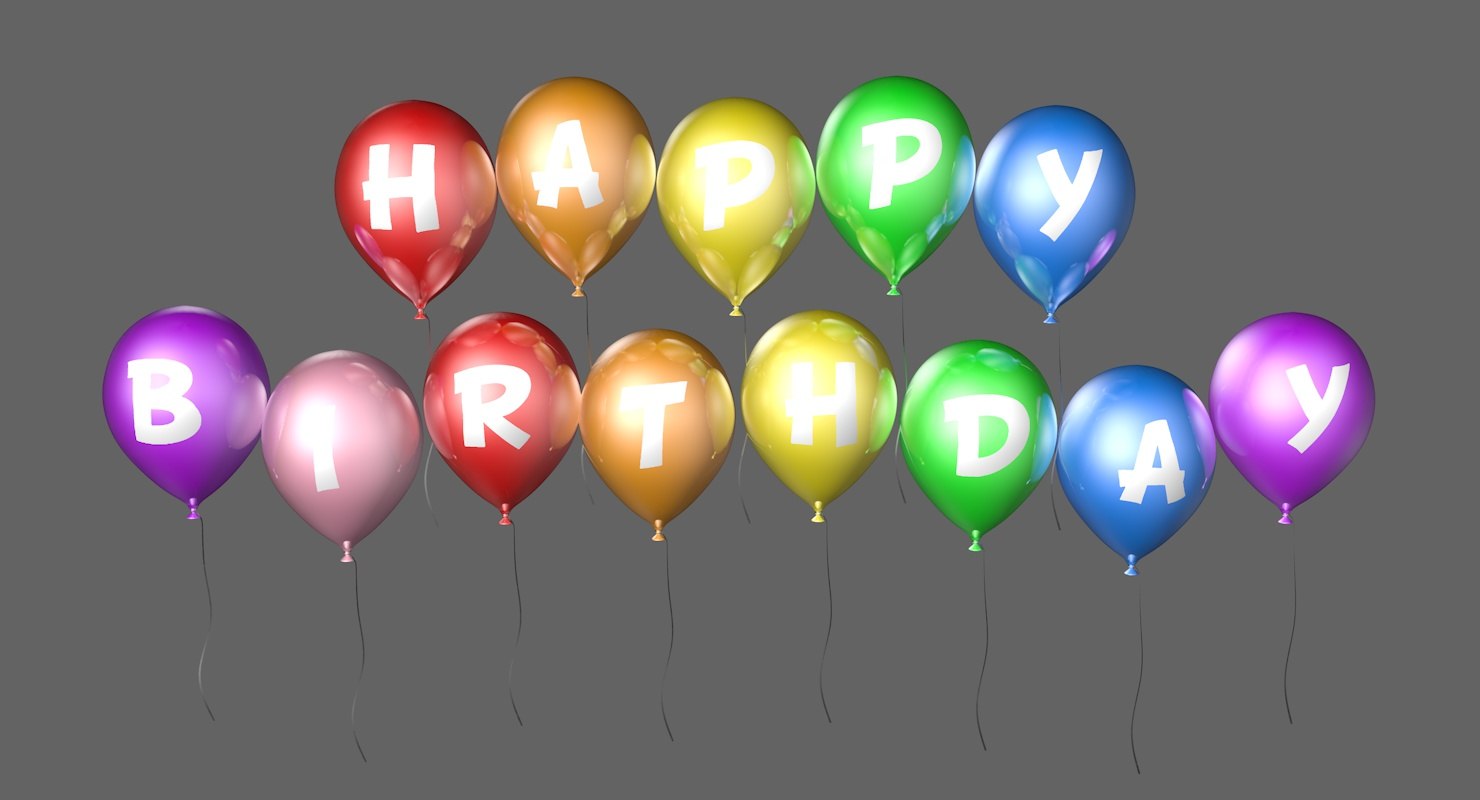 balloons happy birthday - 3d c4d