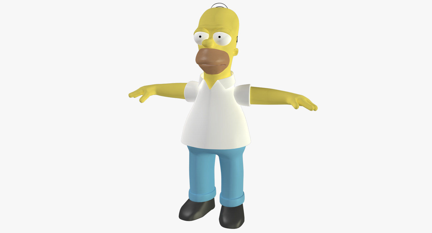 homer simpson rigged character 3d model