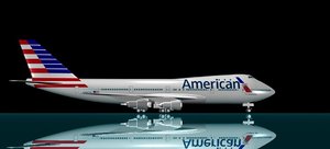 3d model 747 new logo american airlines