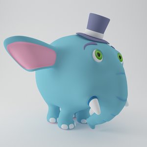 elephant cartoon toon 3d model