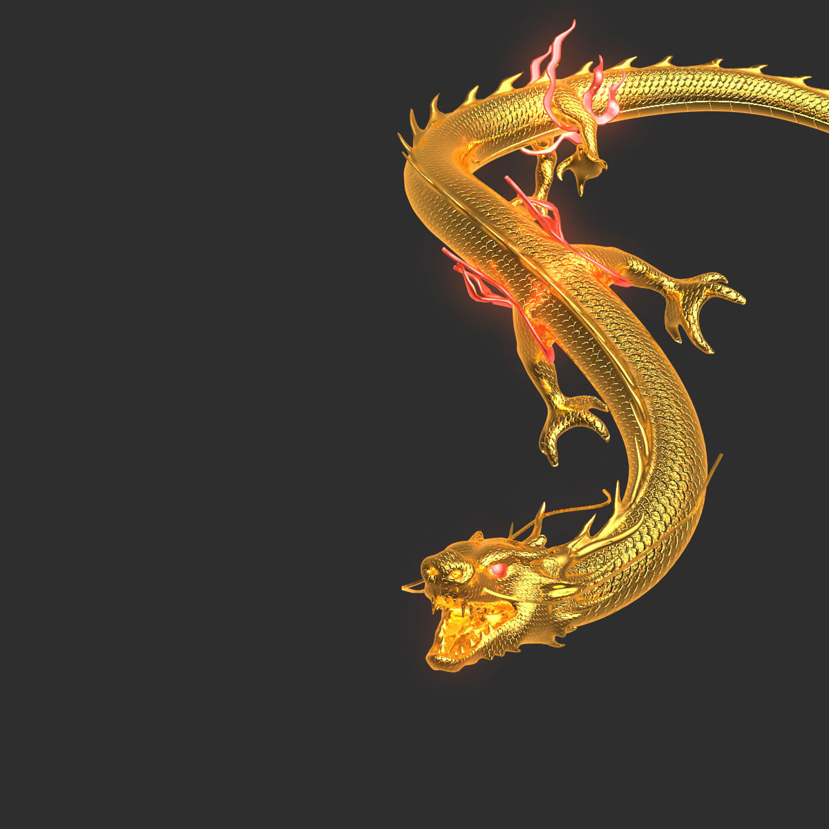 golden dragon animation 3d model